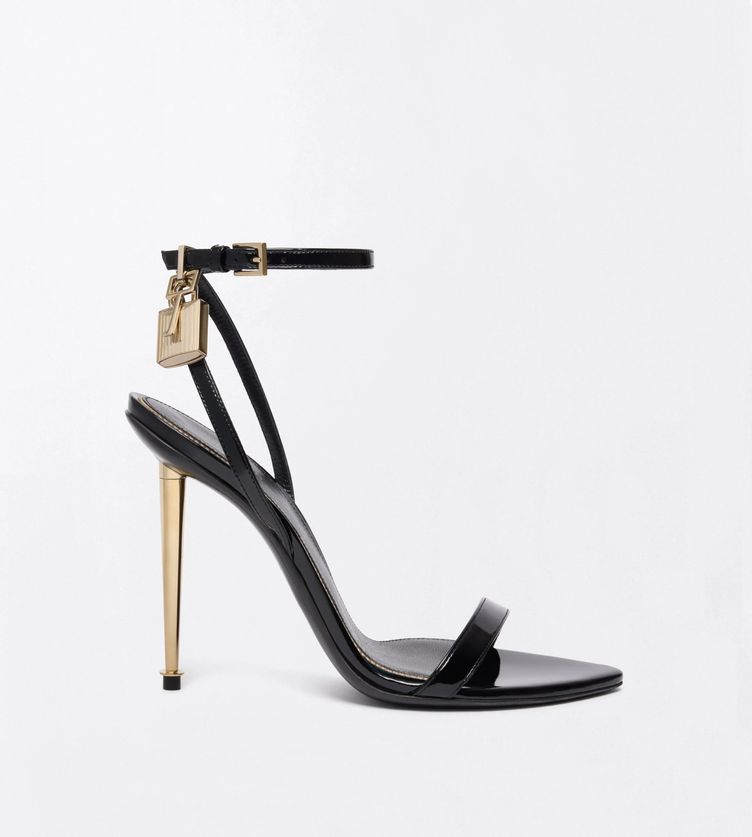 PATENT LEATHER PADLOCK POINTY NAKED SANDAL - 1