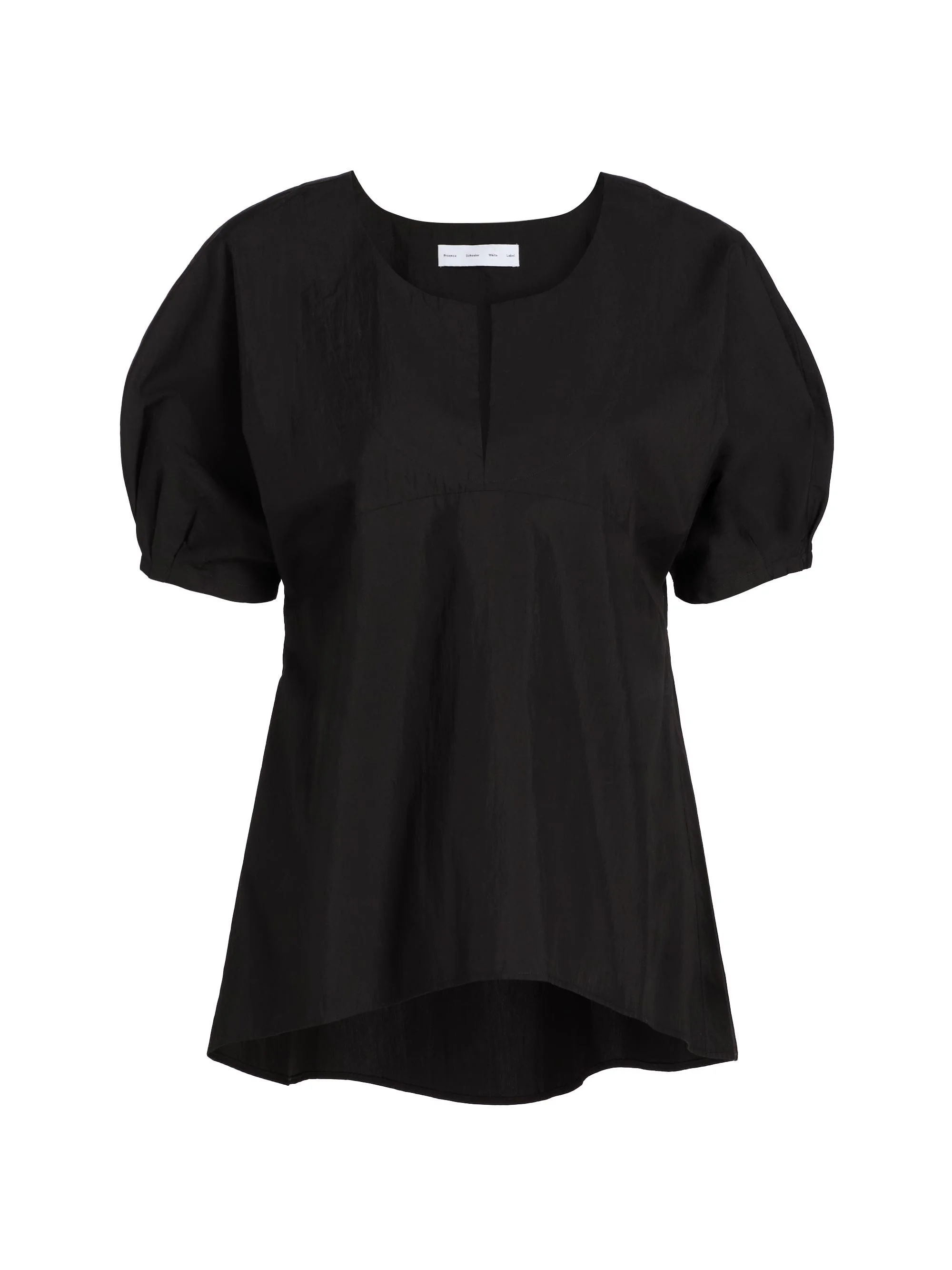 Women's Tia Split Neck Cotton-Blend Top - Black - 1
