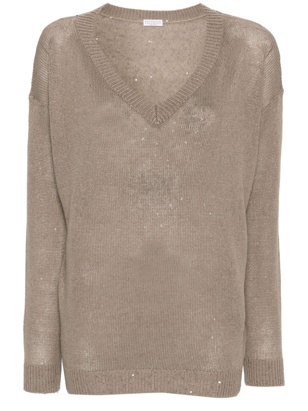 sequin-embellished knitted jumper - 1