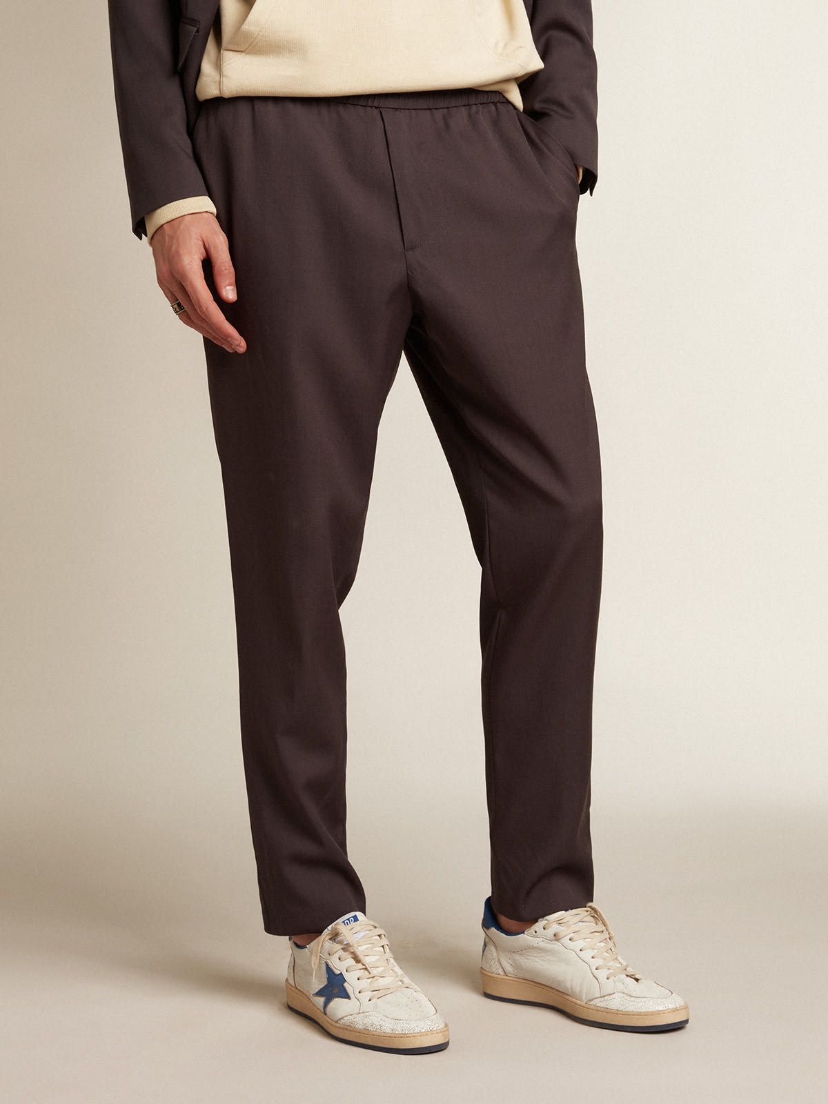 Men's black wool gabardine pants