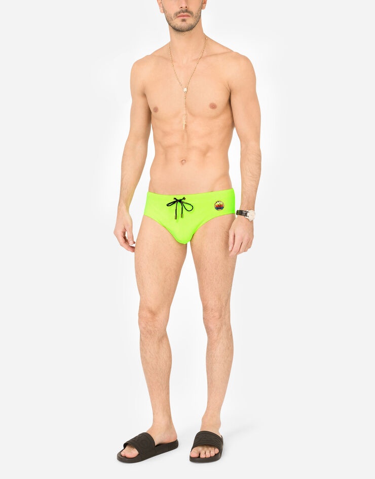 Swim briefs with high-cut leg and Dolce&Gabbana print - 2