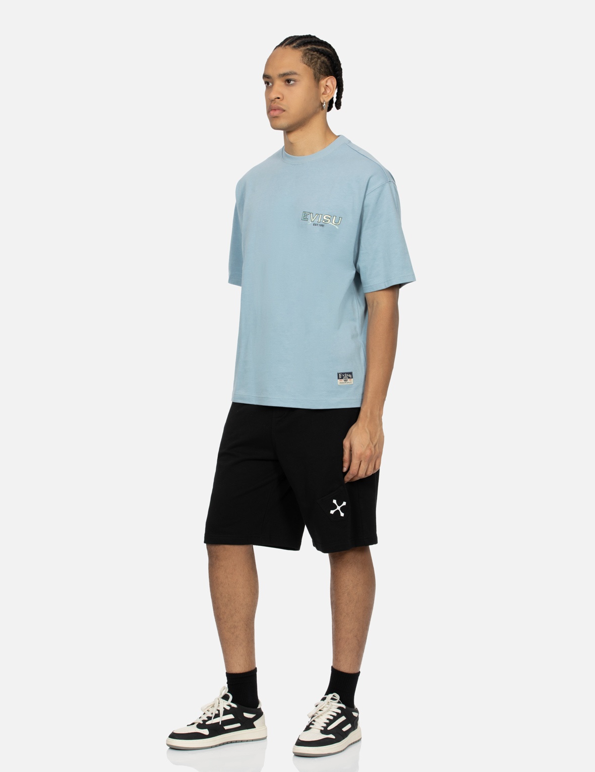 MULTI-POCKETS AND PRINT RELAX FIT SWEAT SHORTS - 4