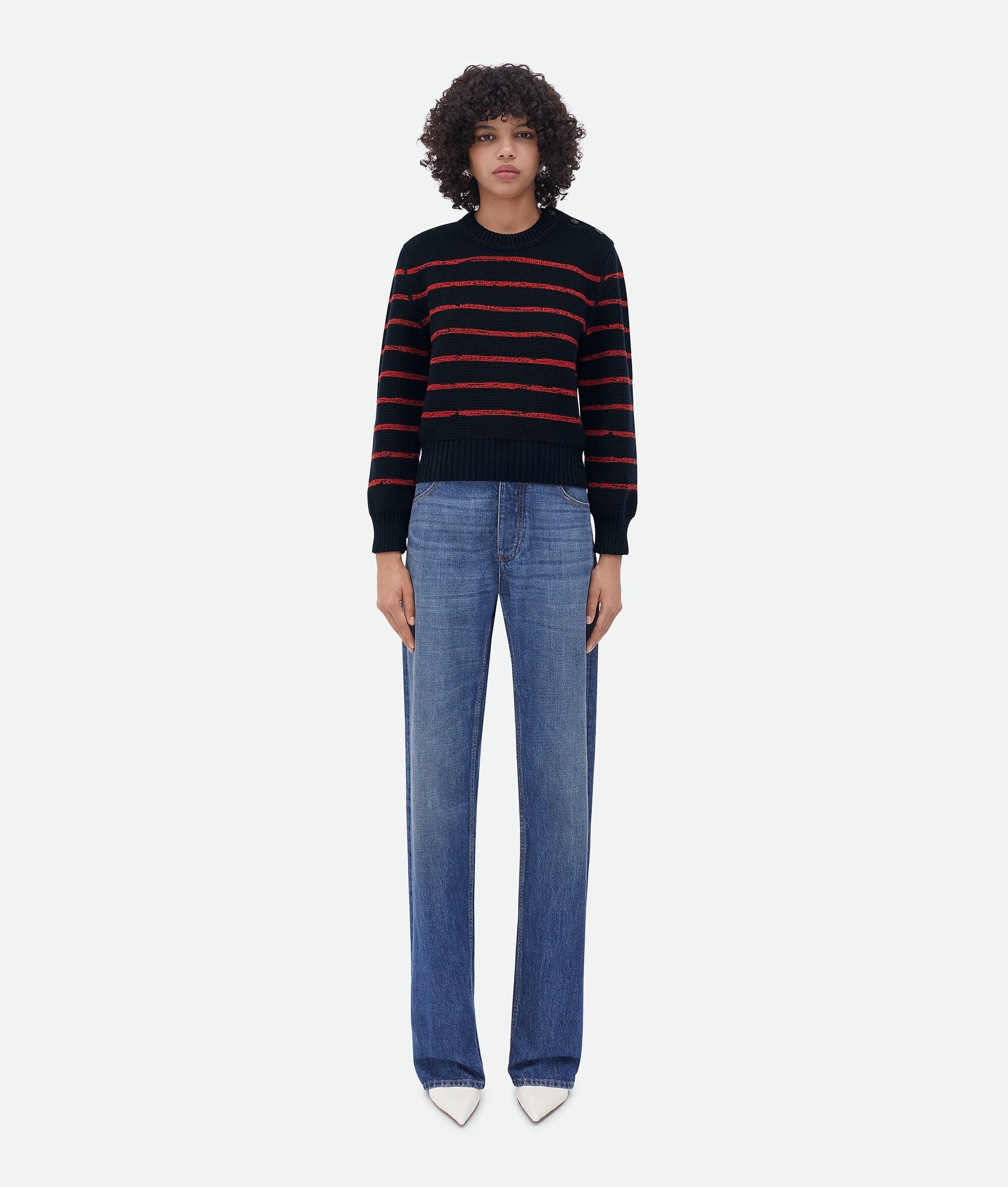 jacquard striped wool jumper - 1