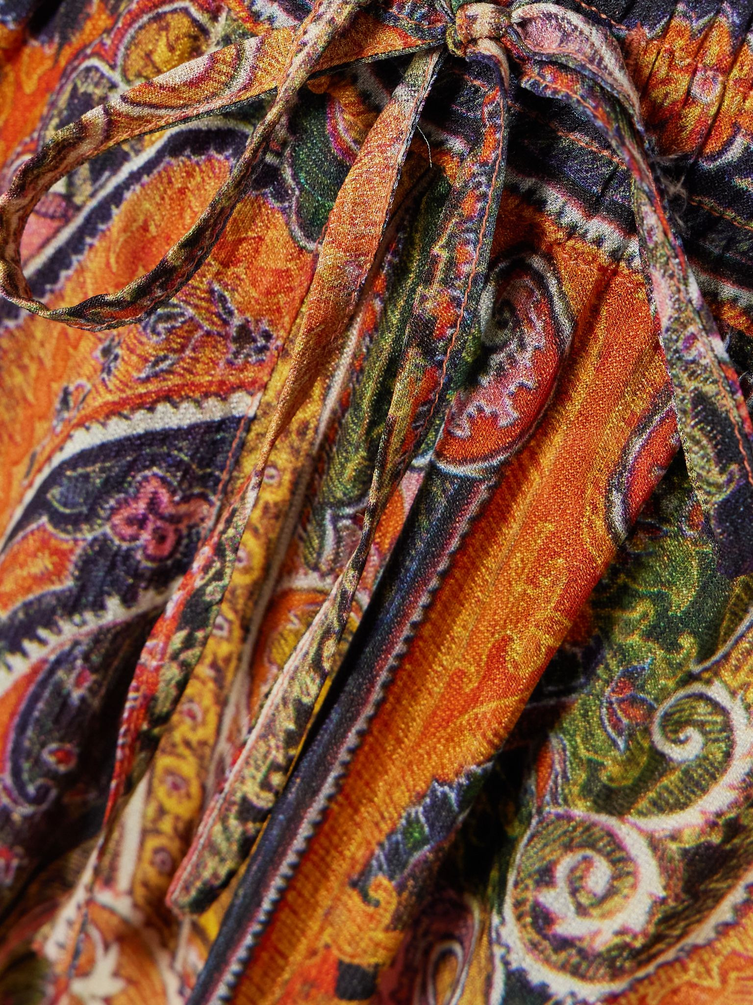 Sydna printed silk-voile wide-leg pants Orange - 4