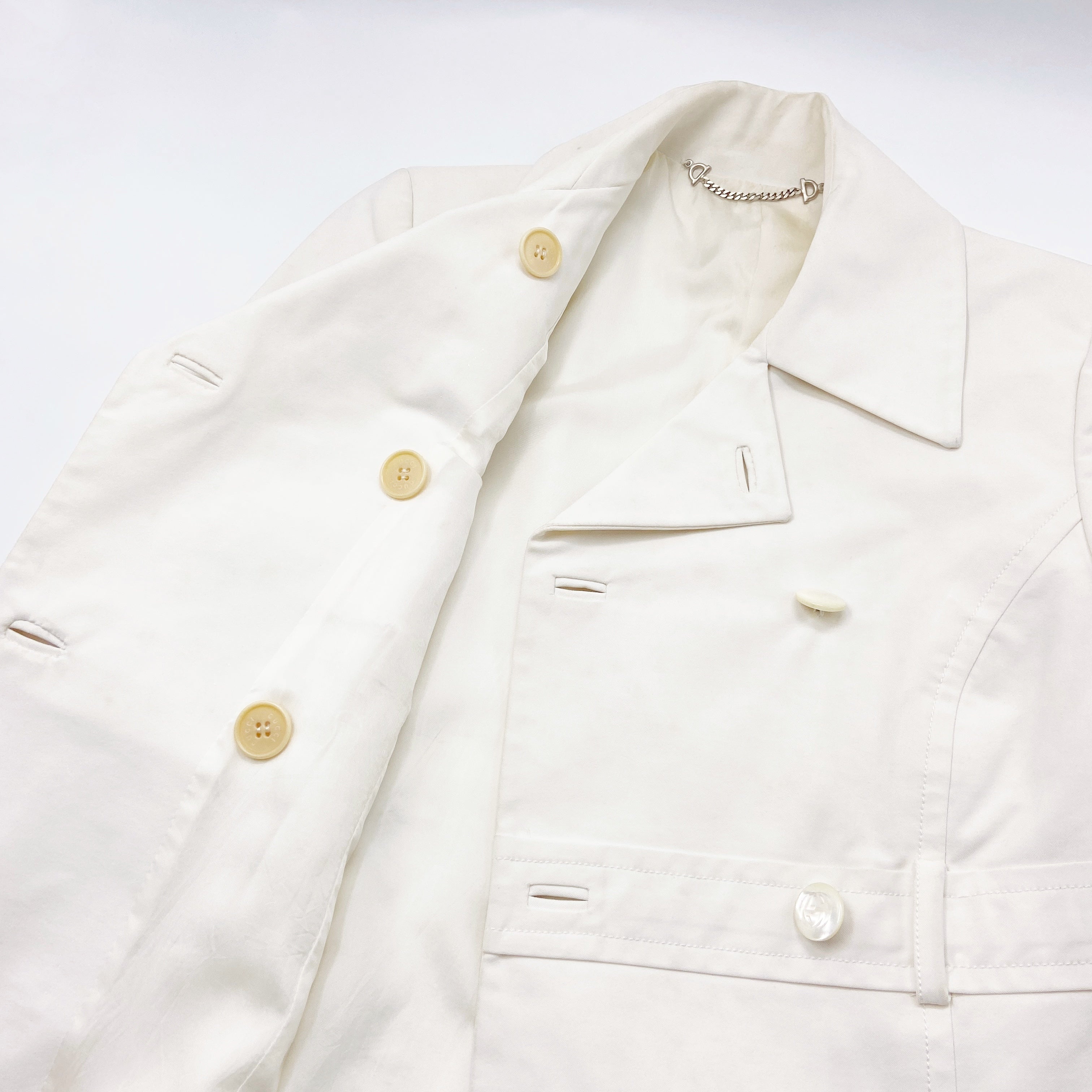 Gucci Spring 1996 Tom Ford Double-Breasted White Short Coat 38 - 9