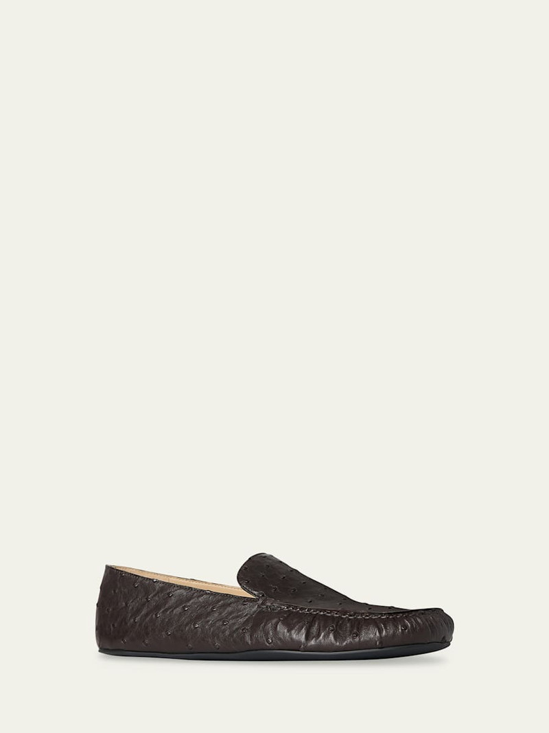 The Row Leo Ostrich Leather Slippers outlook