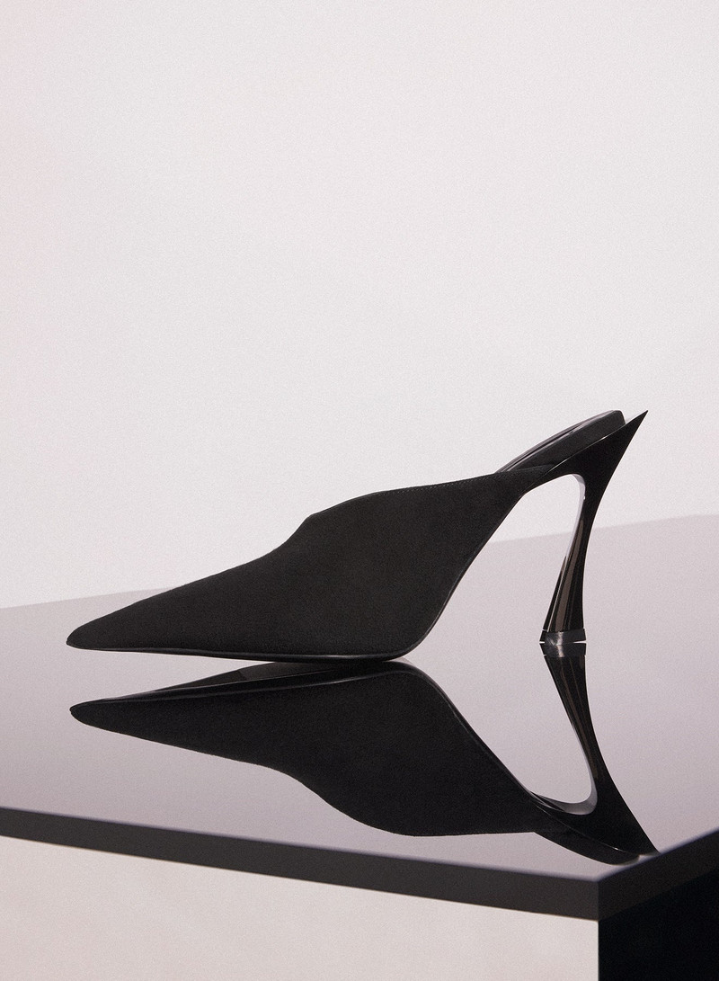 MUGLER black suede Fang 95 mules outlook