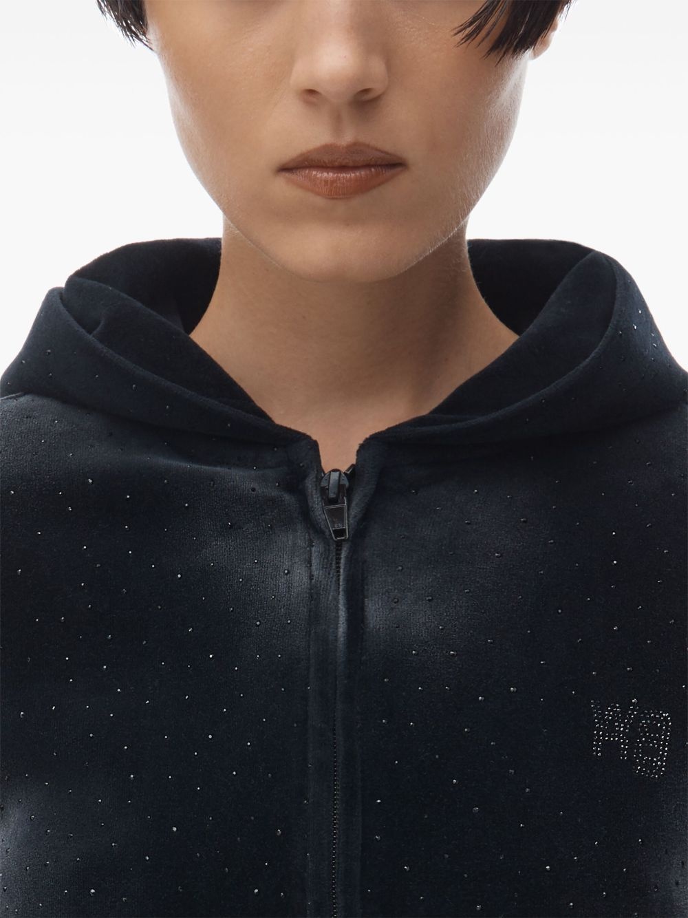 clear bead hotfix hoodie - 4