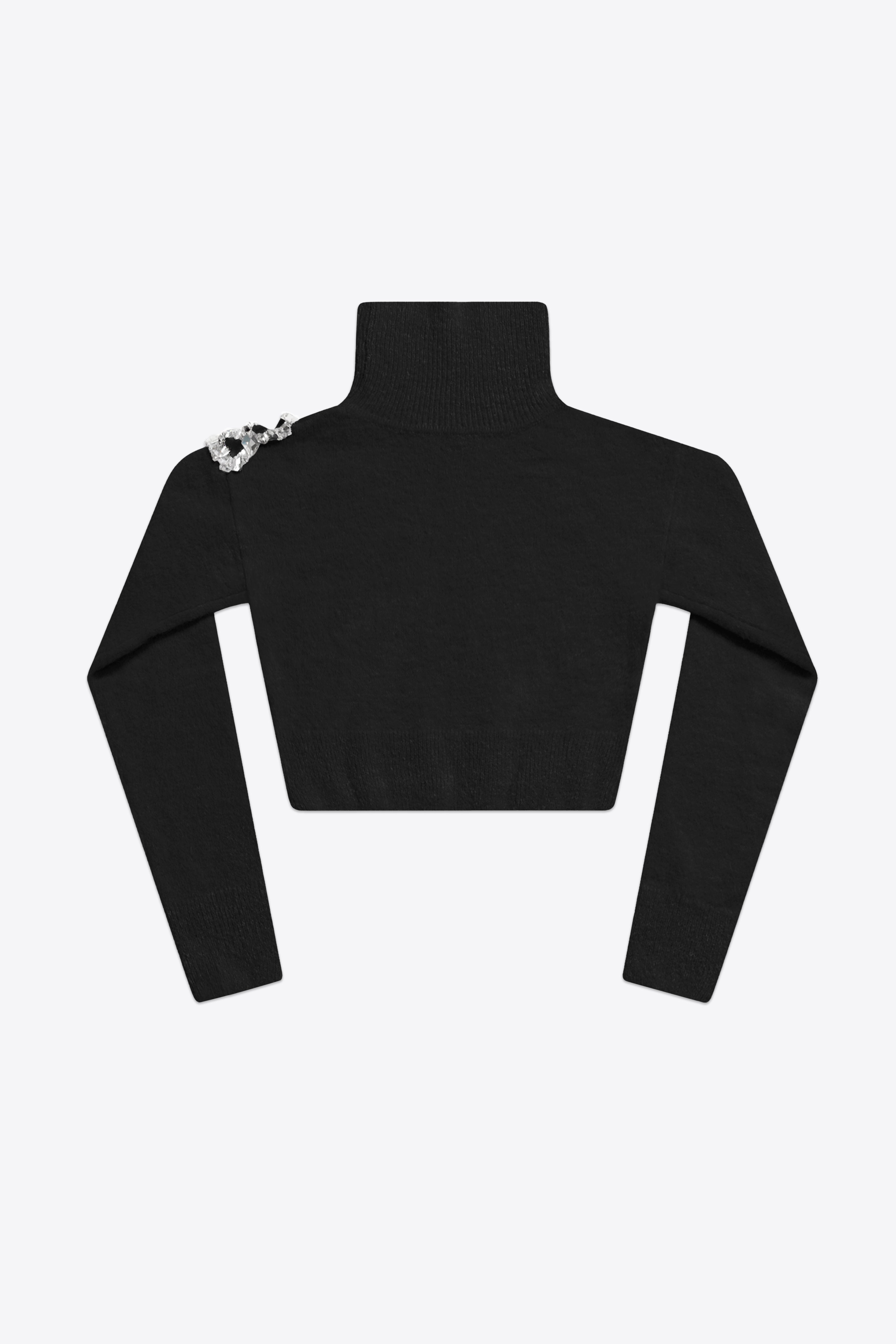 CRYSTAL CLUSTER FLOWER CROPPED TURTLENECK SWEATER - 2