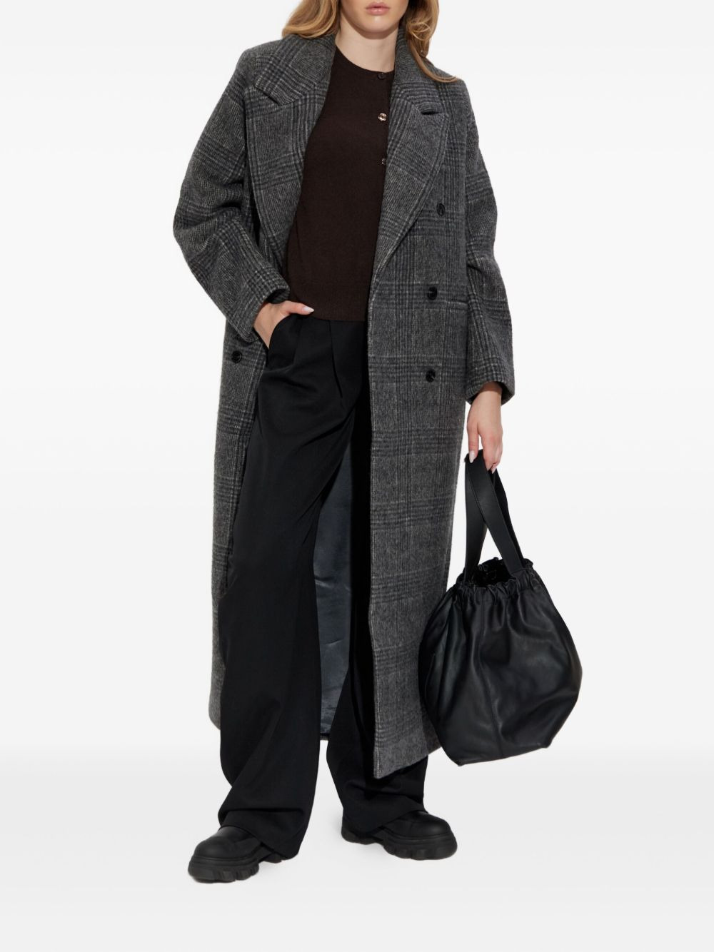 Sajilla double-breasted checked coat - 3