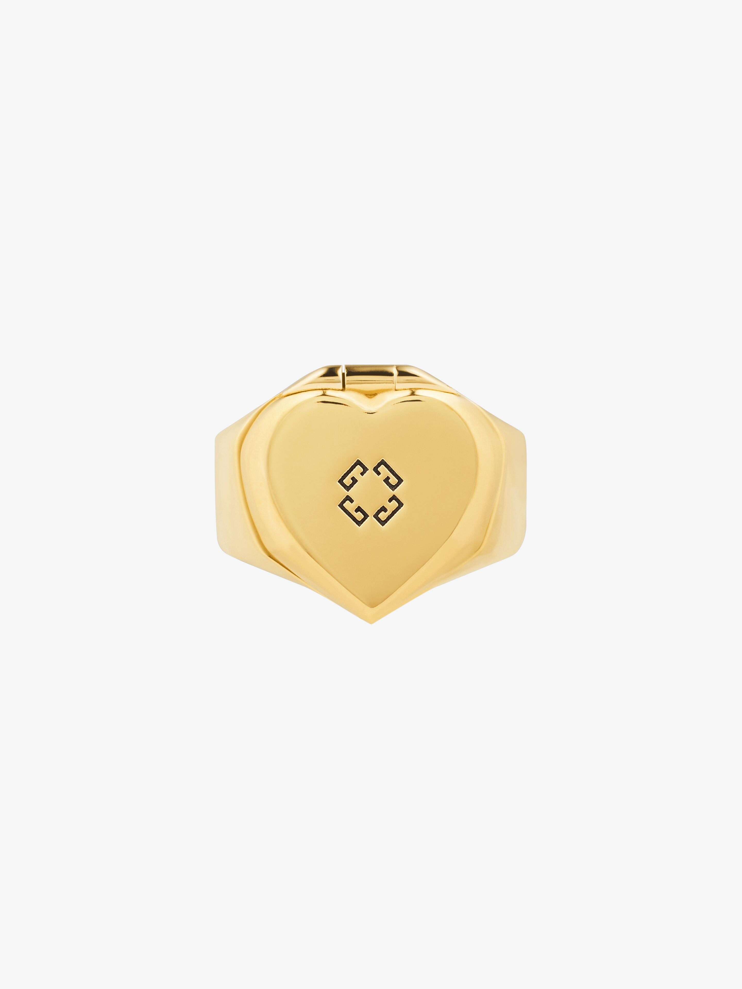 HEART MIRROR SIGNET RING IN METAL - 3