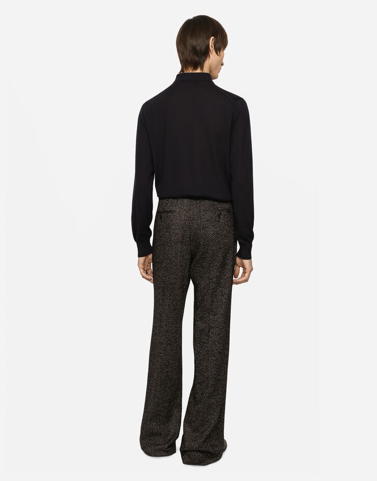 Cashmere polo-style sweater with DG logo embroidery - 3