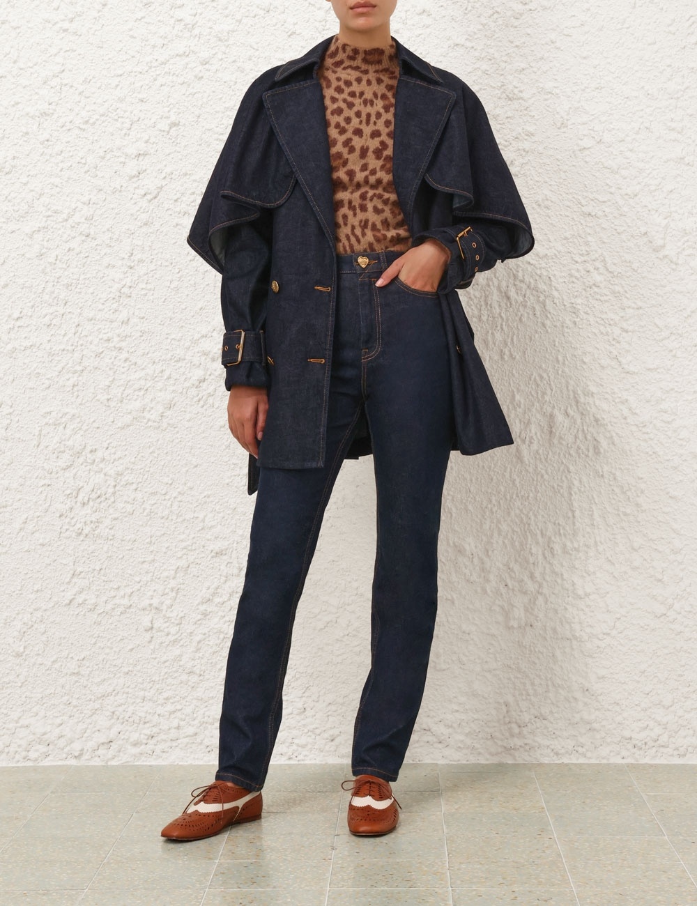 CRUSH DENIM TRENCH COAT - 7