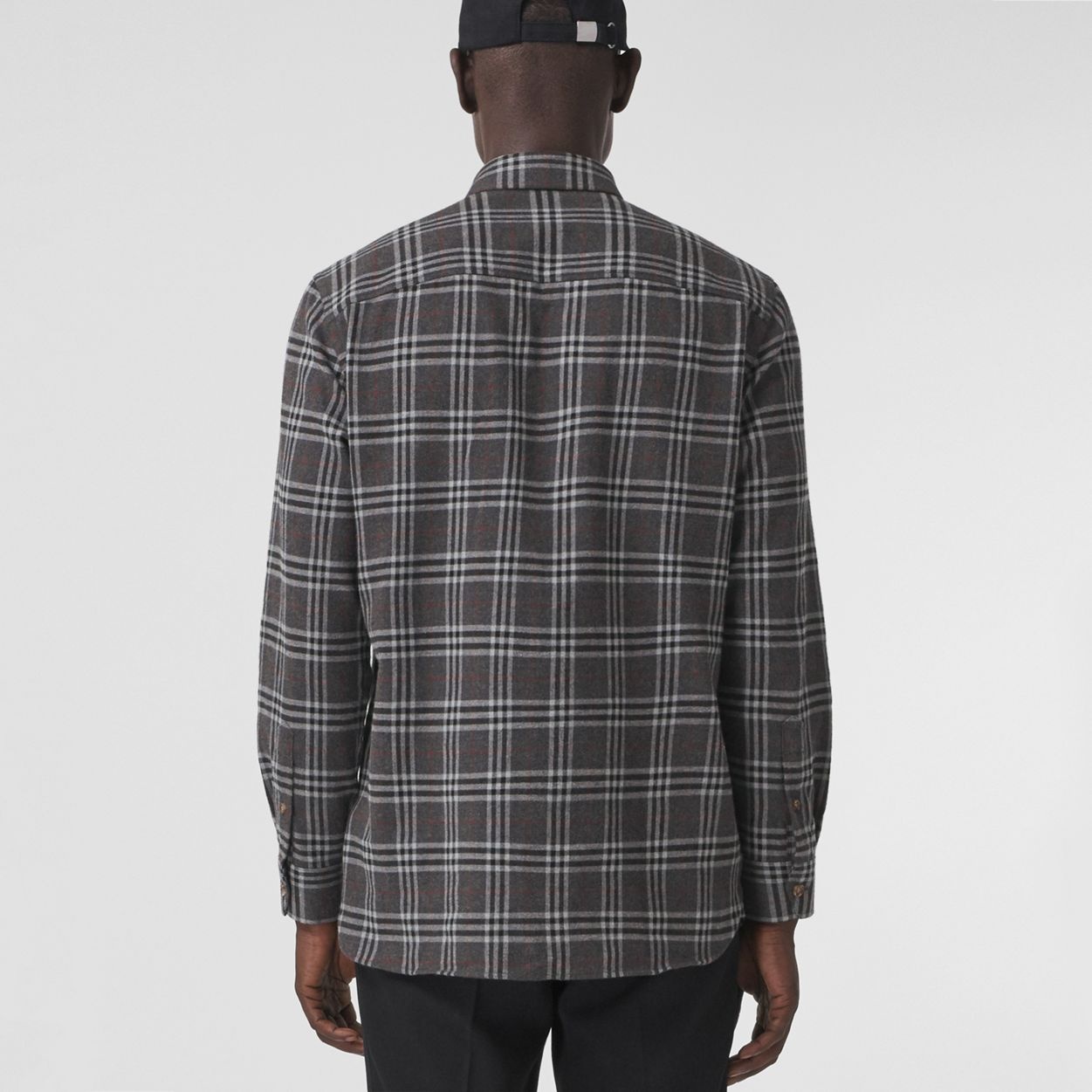 Button-down Collar Check Cotton Flannel Shirt - 4