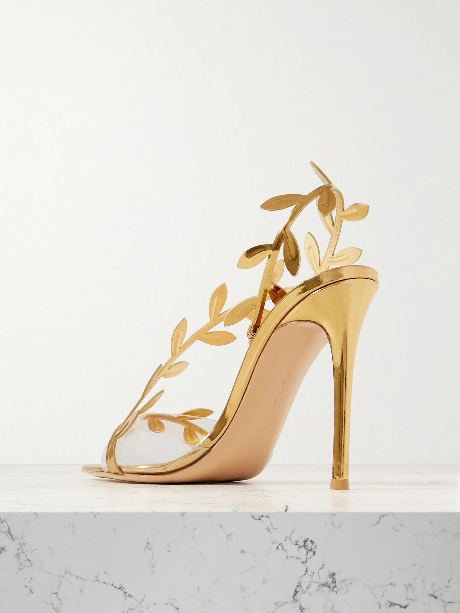 Flavia 150 metallic leather and PVC slingback sandals Gold - 3