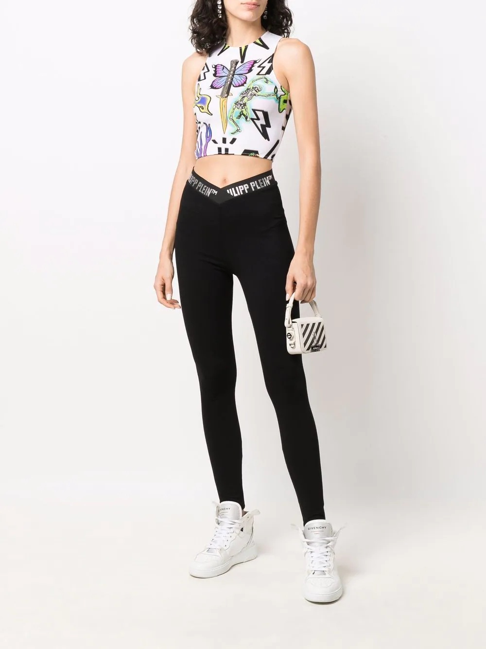 monogram tattoo crop top - 2