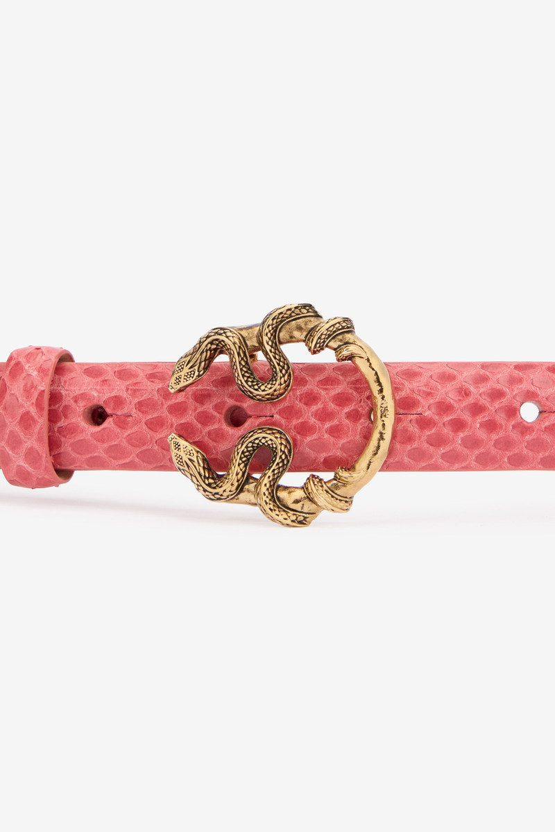 Pink Leather Belt With Snake Buckle 4