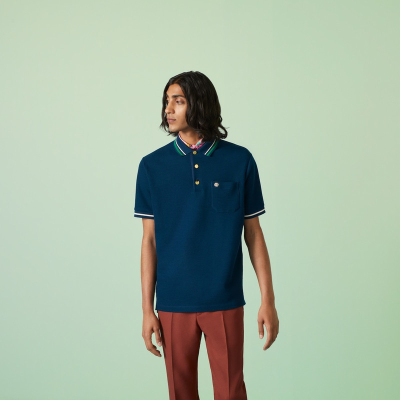 Wool cotton jersey polo shirt 5