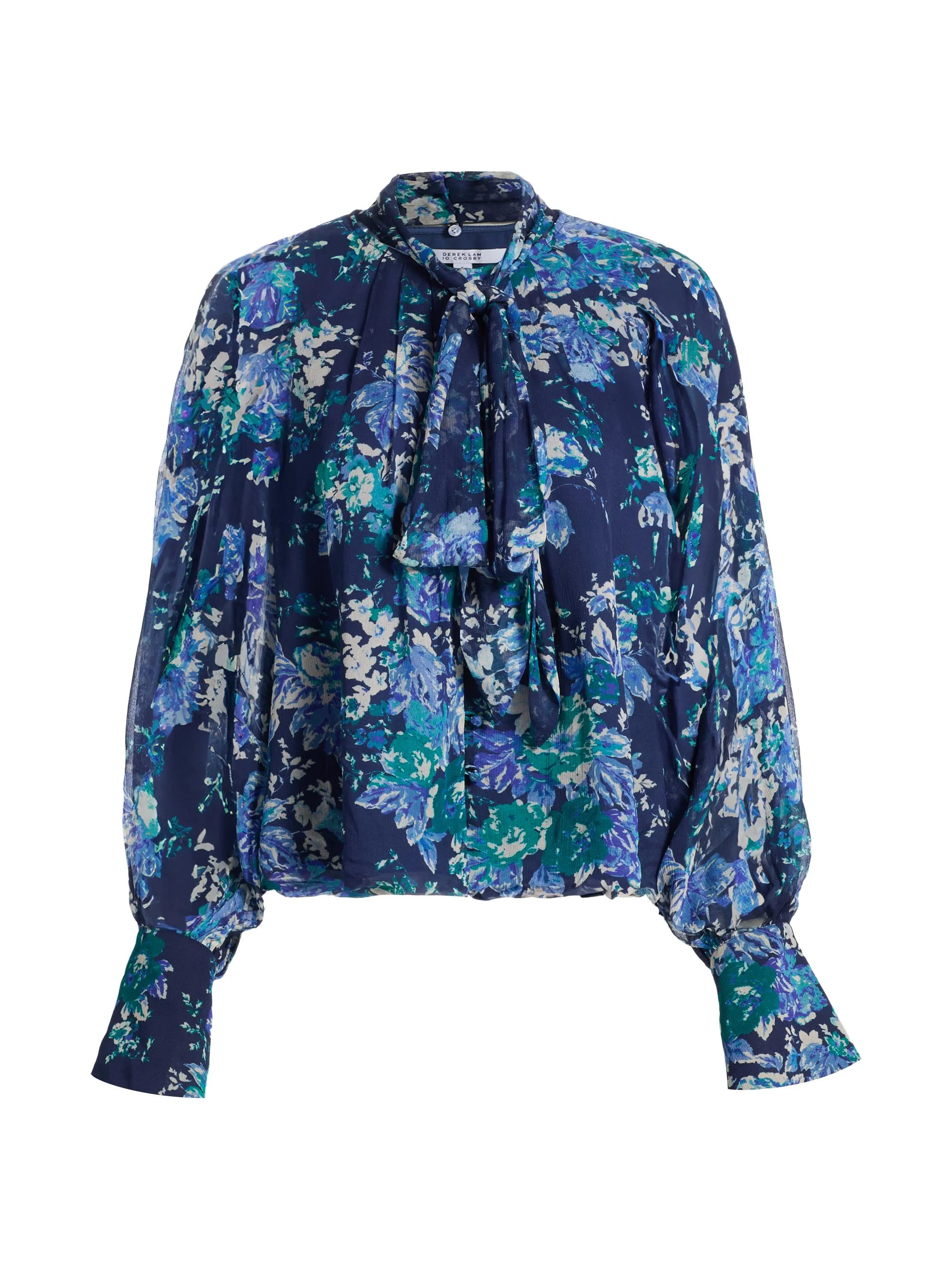 Women's Aderyn Floral Tieneck Blouse - Navy - 1