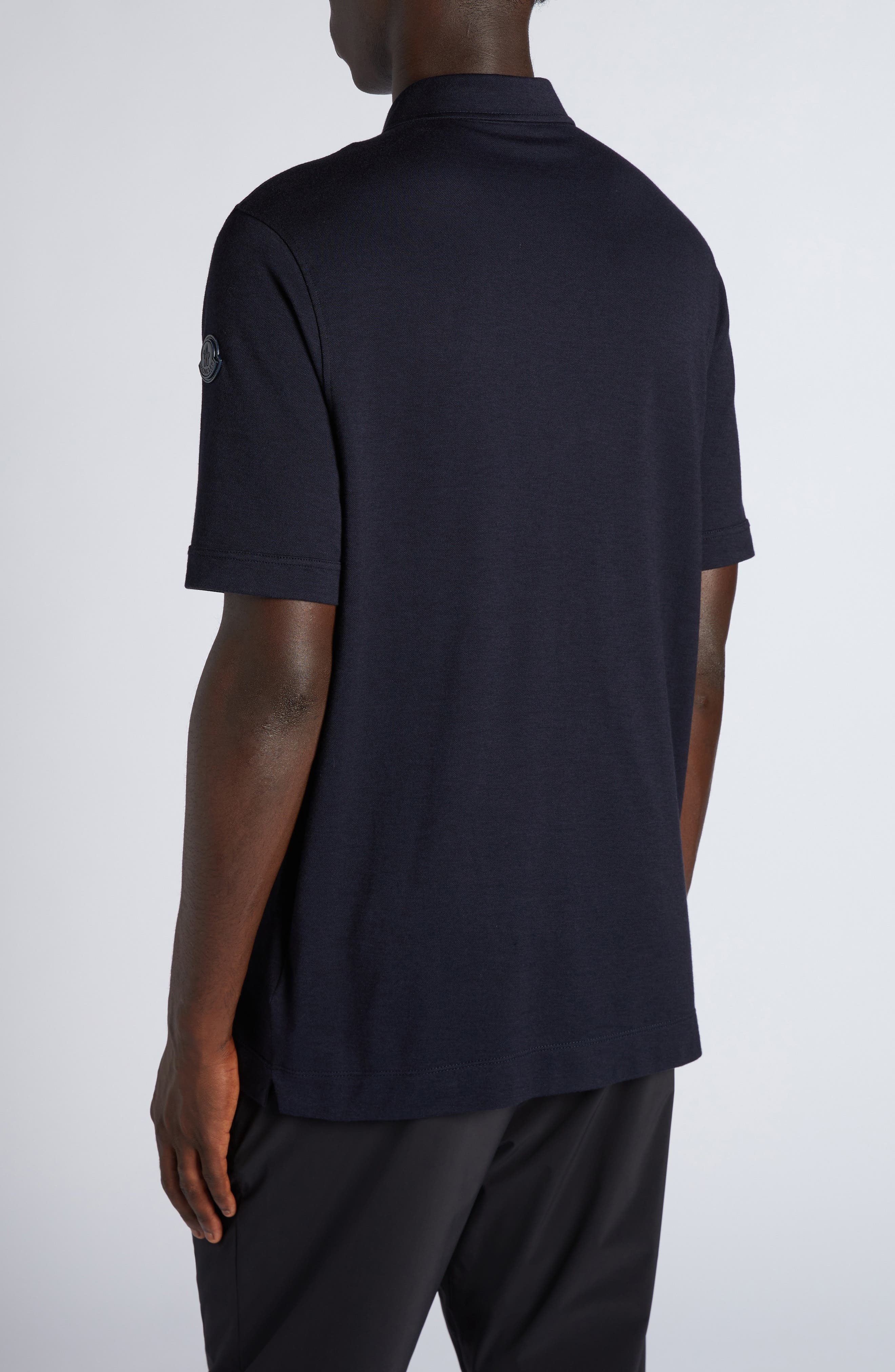 Moncler Logo Patch Flax Piqué Polo in Blue Space at Nordstrom - 2