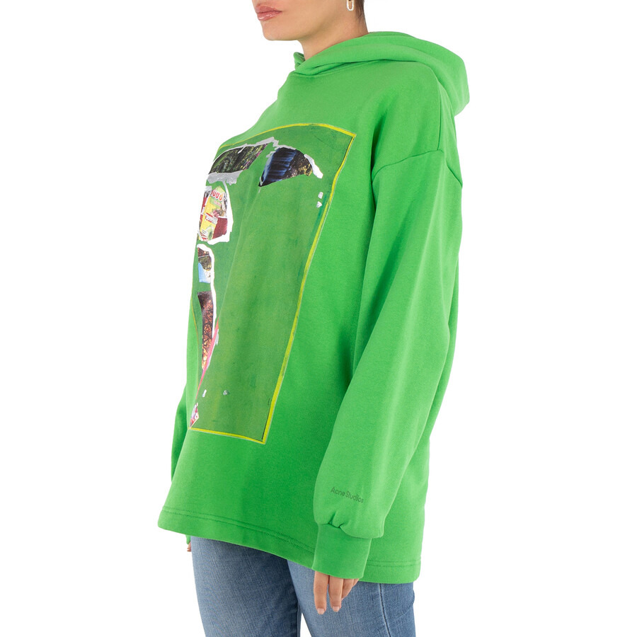 Acne Studios Digital Print Hooded Sweatshirt In Green - 5