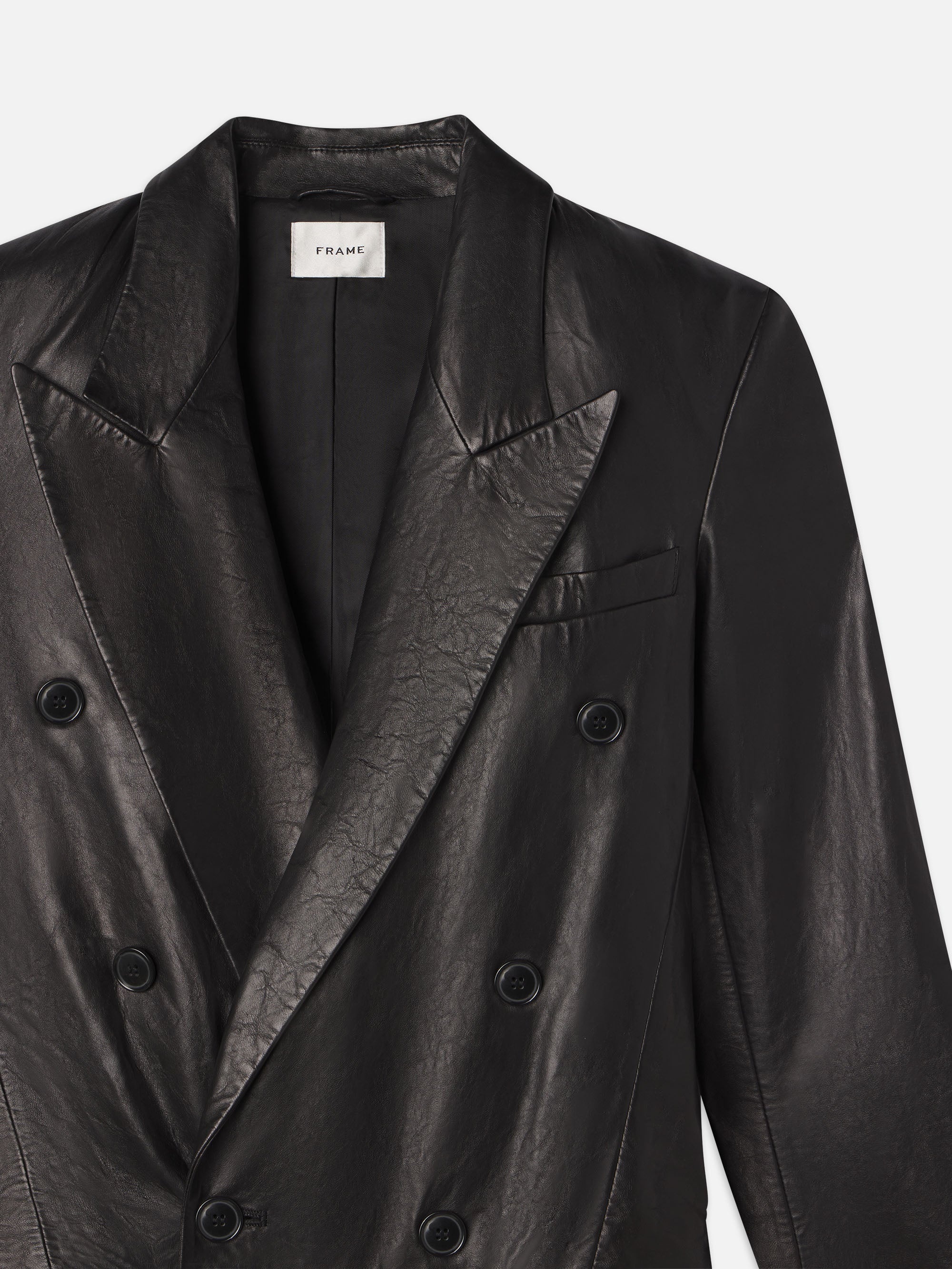 Tailored Leather Coat in Black - 3