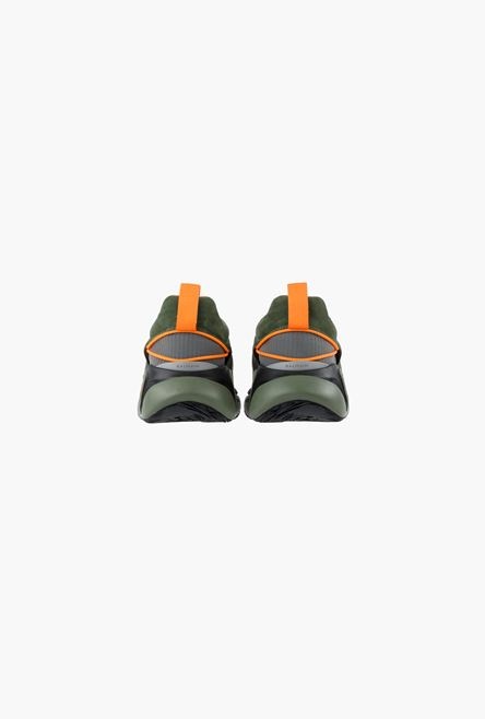 Khaki and orange camouflage suede and mesh B-Runner sneakers - 3