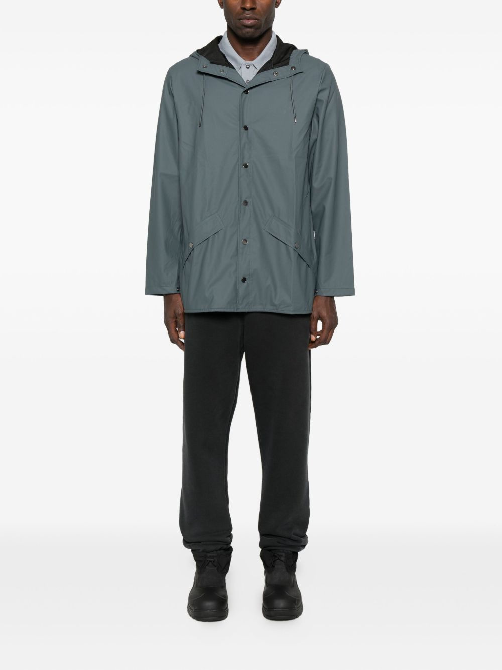 snap-button hooded raincoat - 3