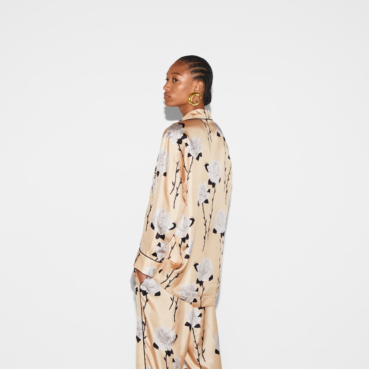 Floral print silk twill pant - 6