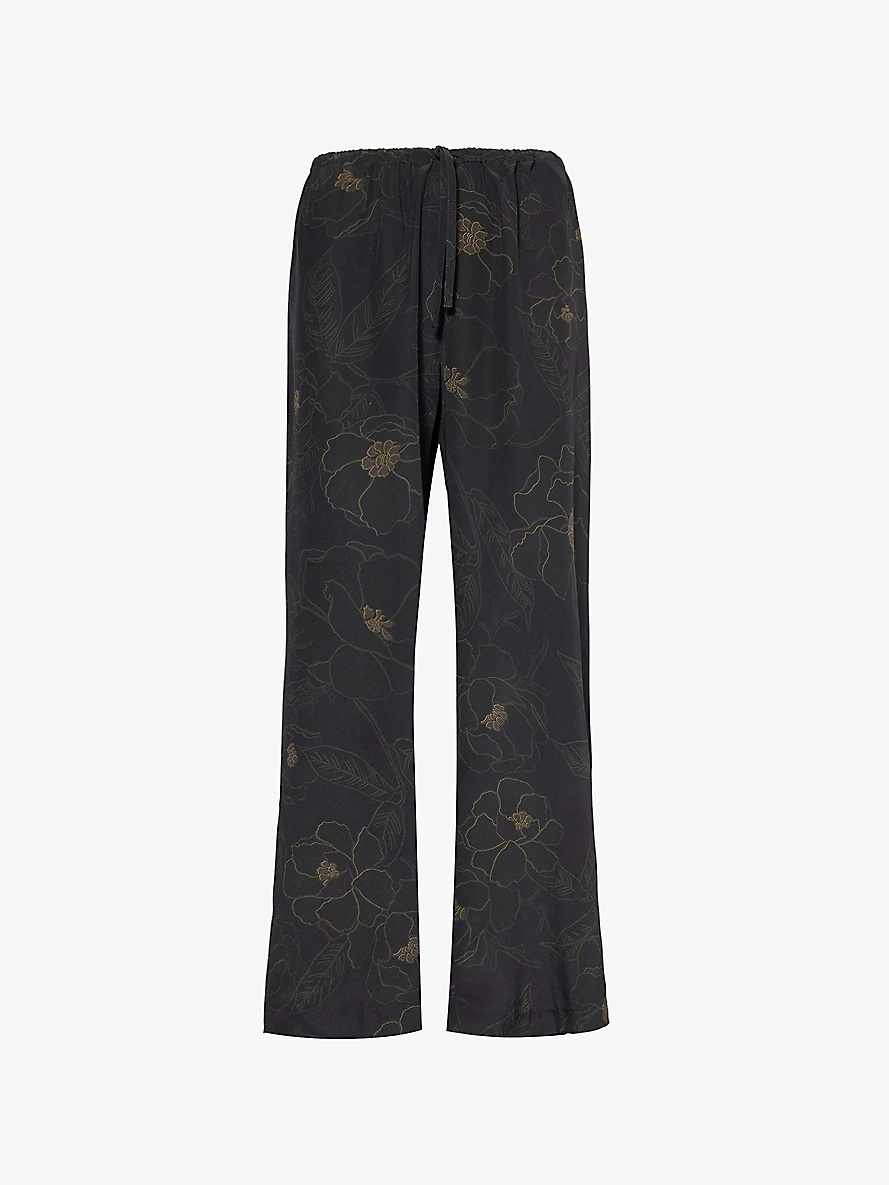 Puvis Bis floral-pattern wide-leg silk trousers - 1