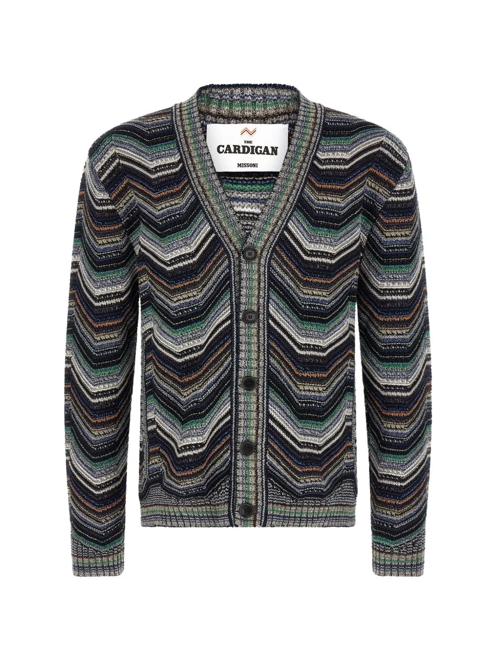 zigzag-knit V-neck cardigan - 1