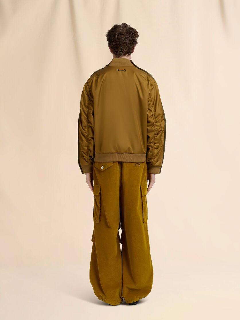 MUSTARD CORDUROY BOMBER WITH NYLON BACK - 3