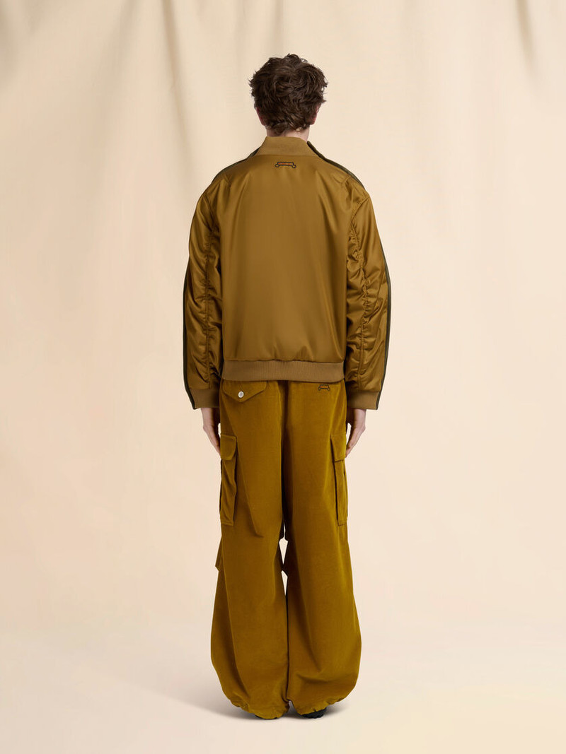 MUSTARD CORDUROY BOMBER WITH NYLON BACK 3