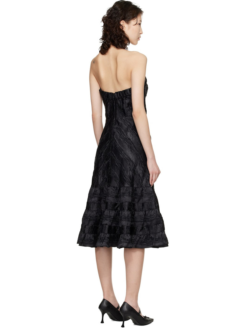 Black Strapless Sweetheart Midi Dress 3