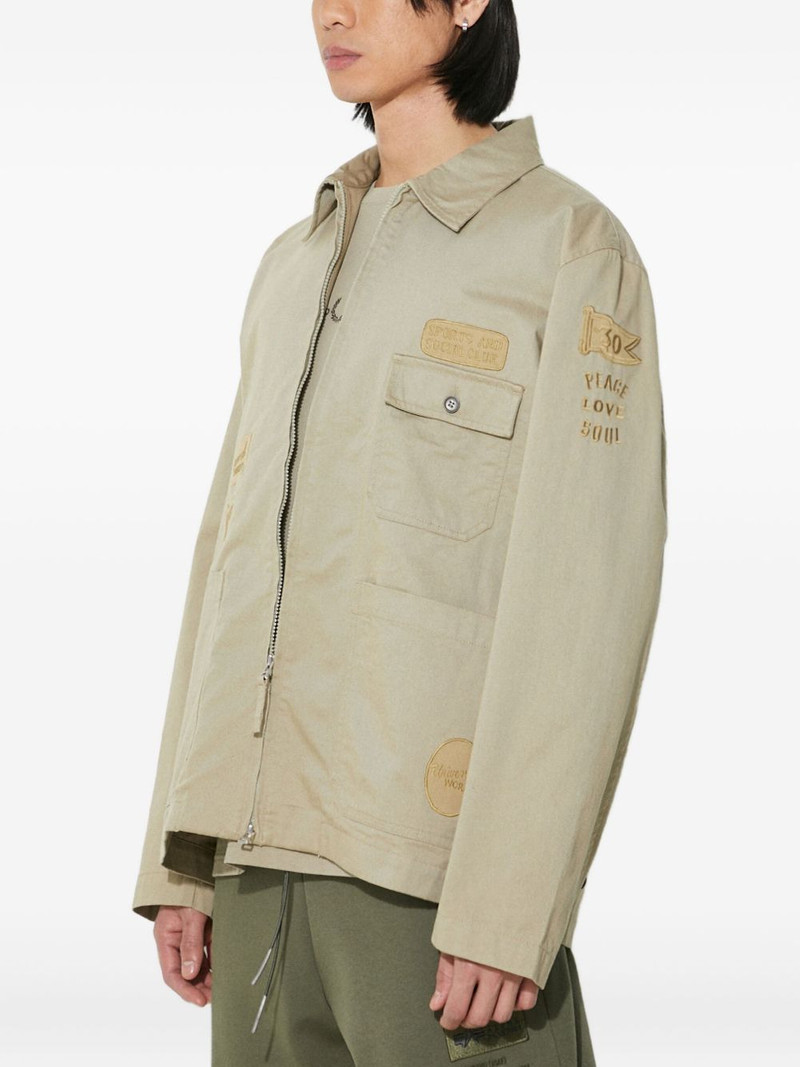 Universal Works embroidered-patches collared jacket outlook