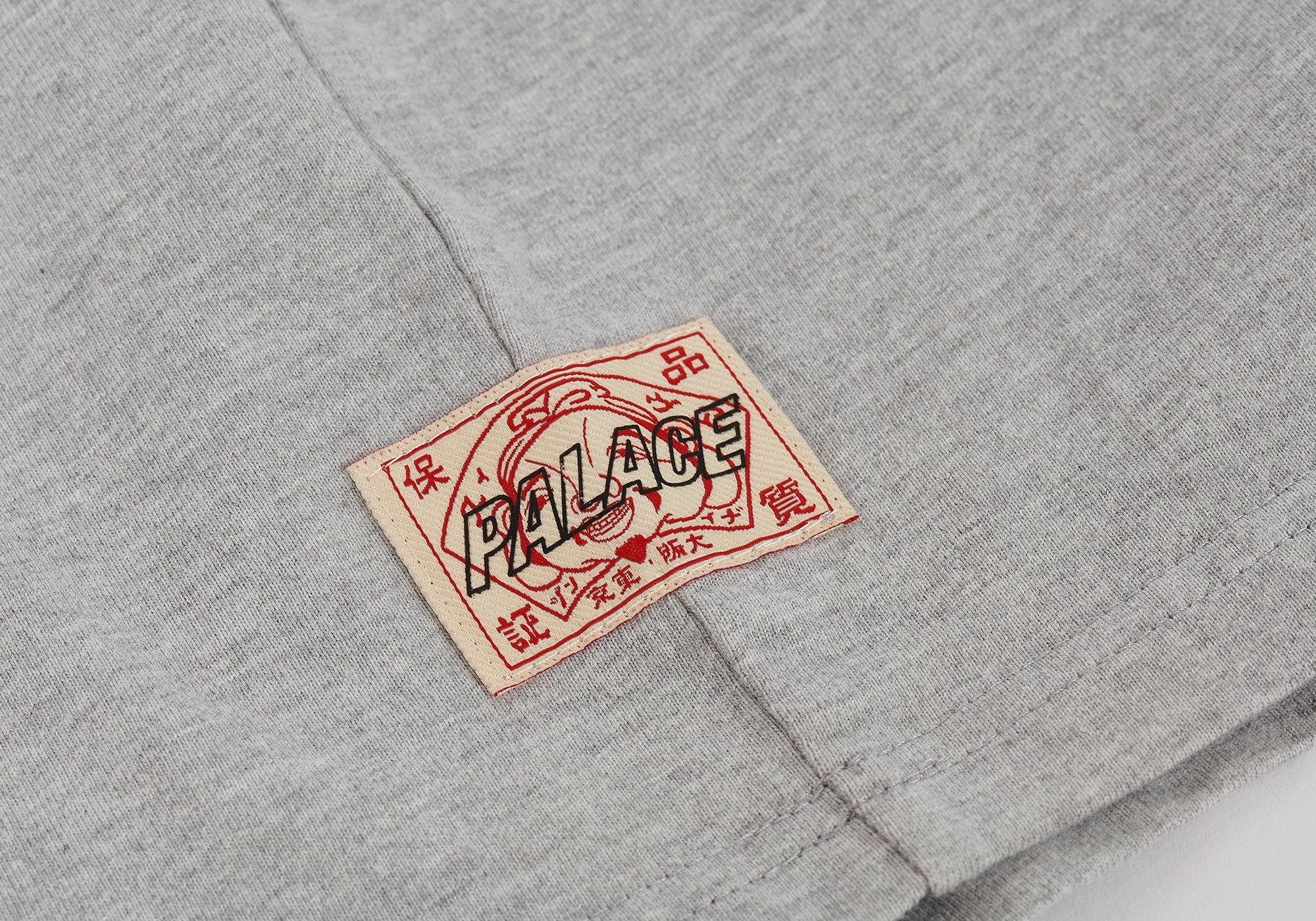 PALACE PALACE EVISU SEAGULL RAGLAN T-SHIRT GREY MARL | REVERSIBLE