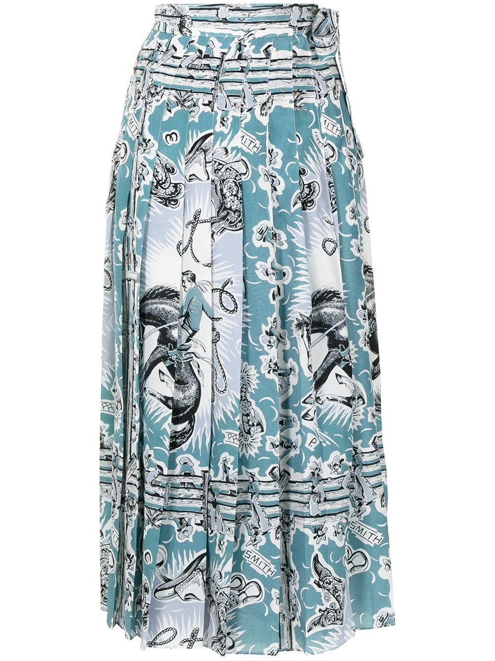 cowboy print pleated skirt - 1