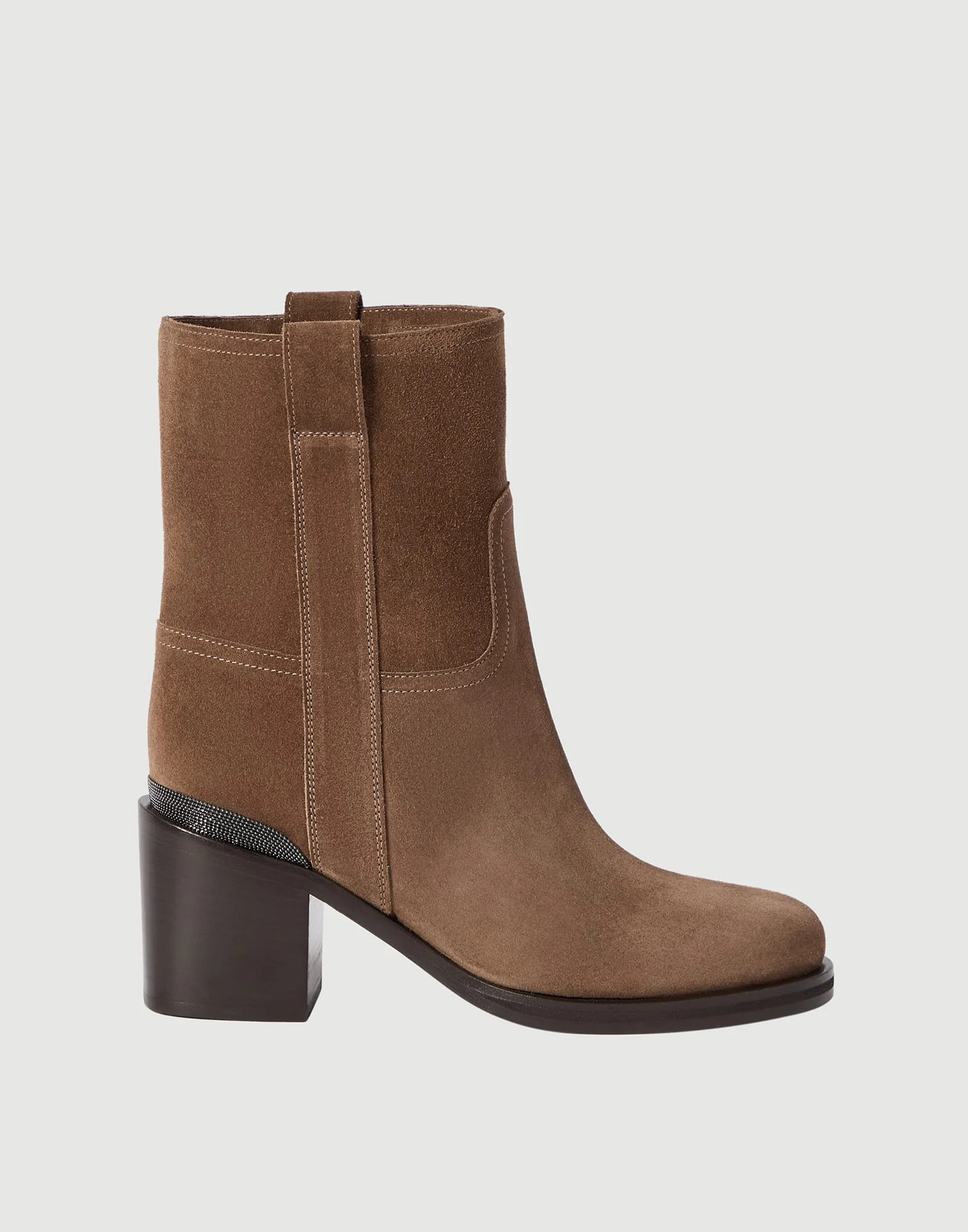 Suede ankle boots with precious detail - 1