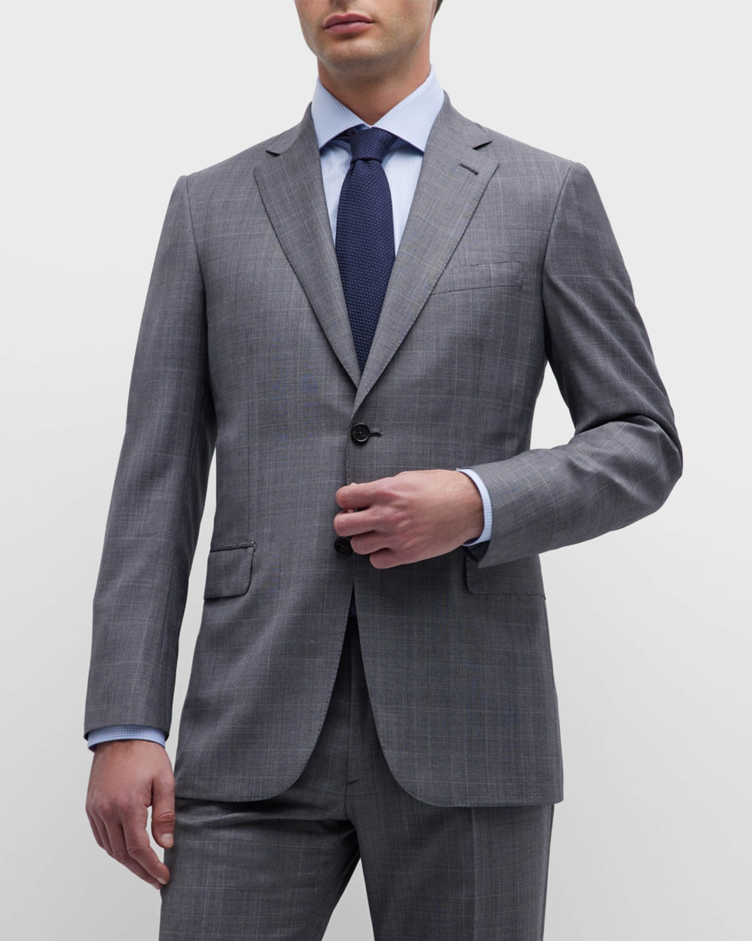 Men's Plaid Wool Suit - 3
