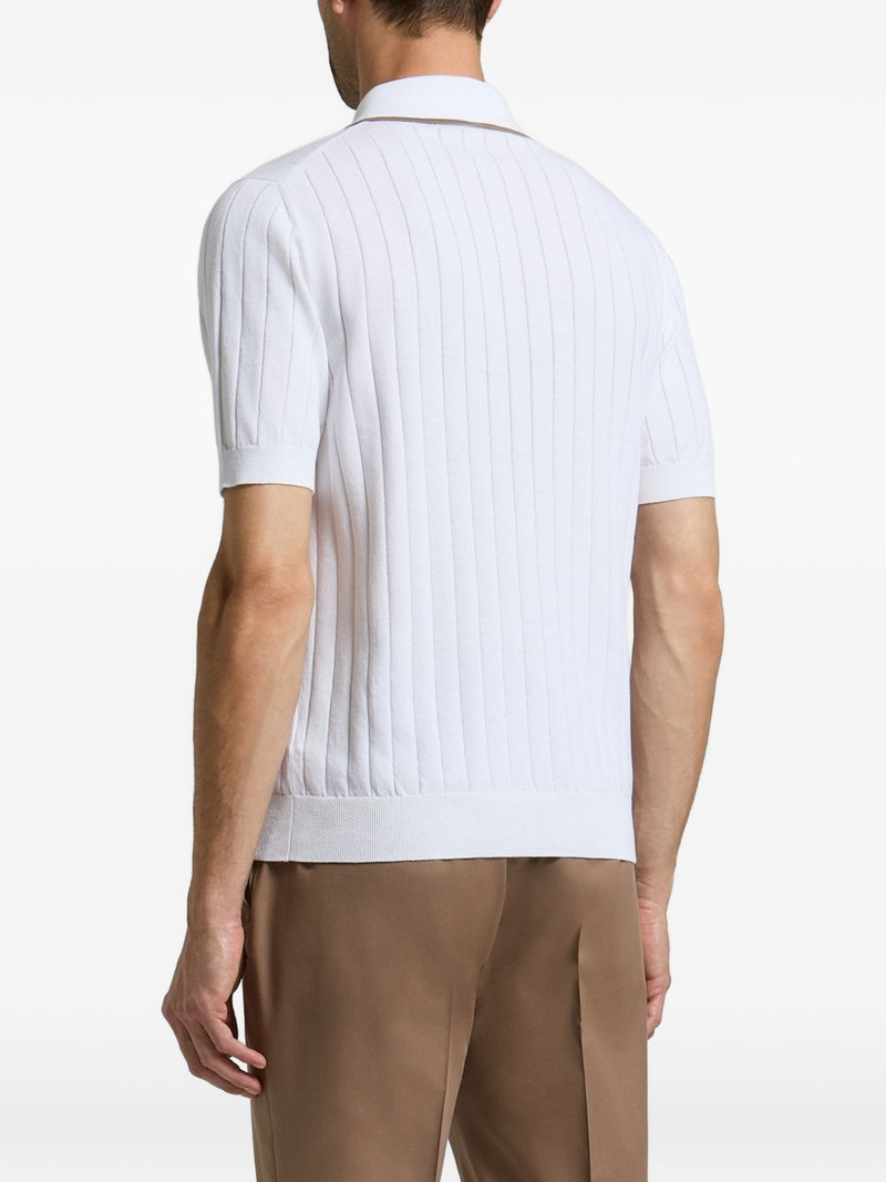 PESERICO ribbed-knit short-sleeve polo shirt outlook