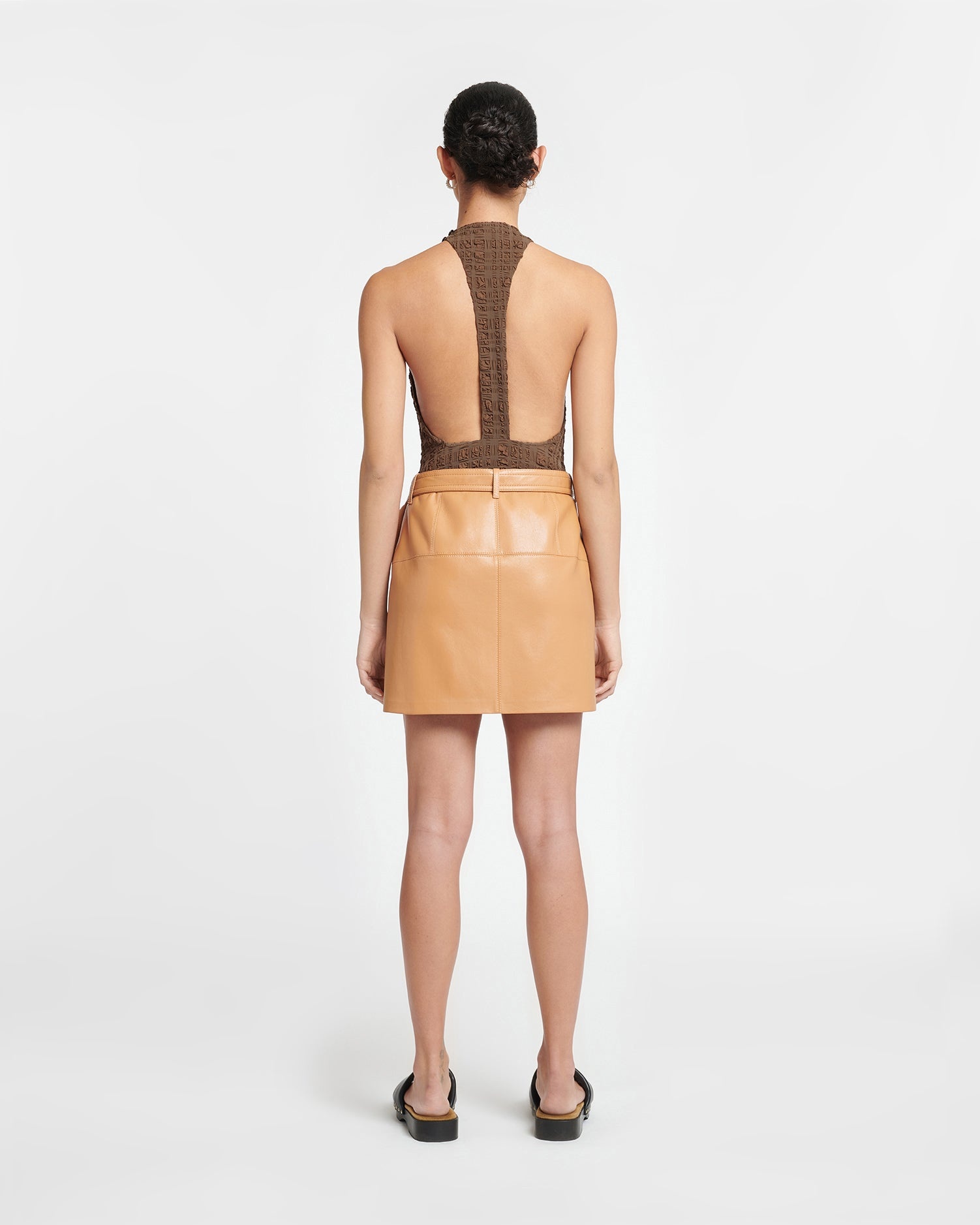 Regenerated Leather Wrap Skirt - 3