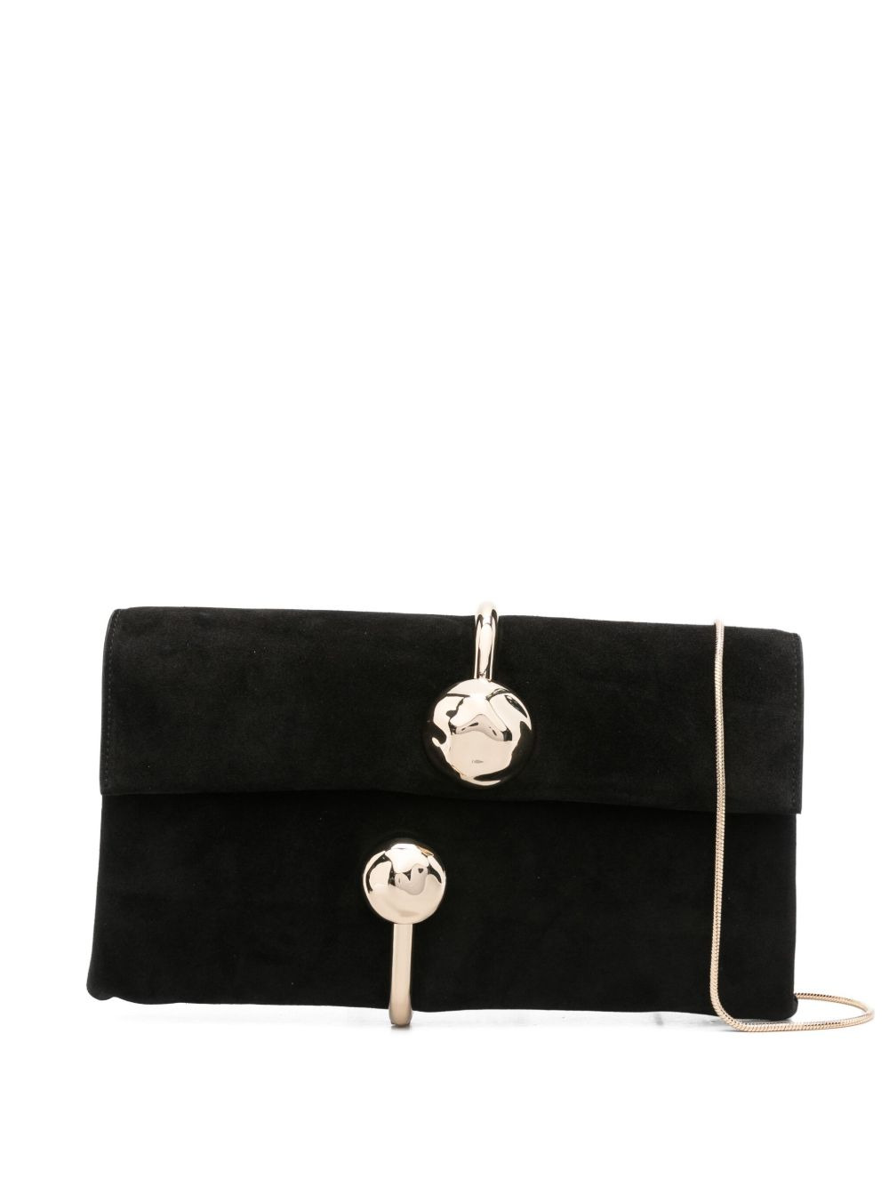 metallic-sphere suede clutch - 1