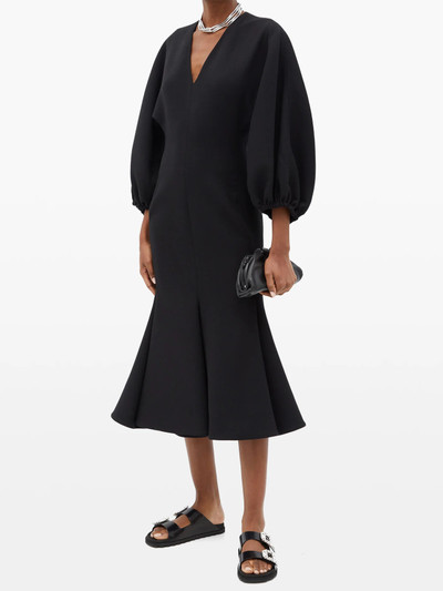 Valentino Balloon-sleeve mermaid-hem wool-blend crepe dress outlook