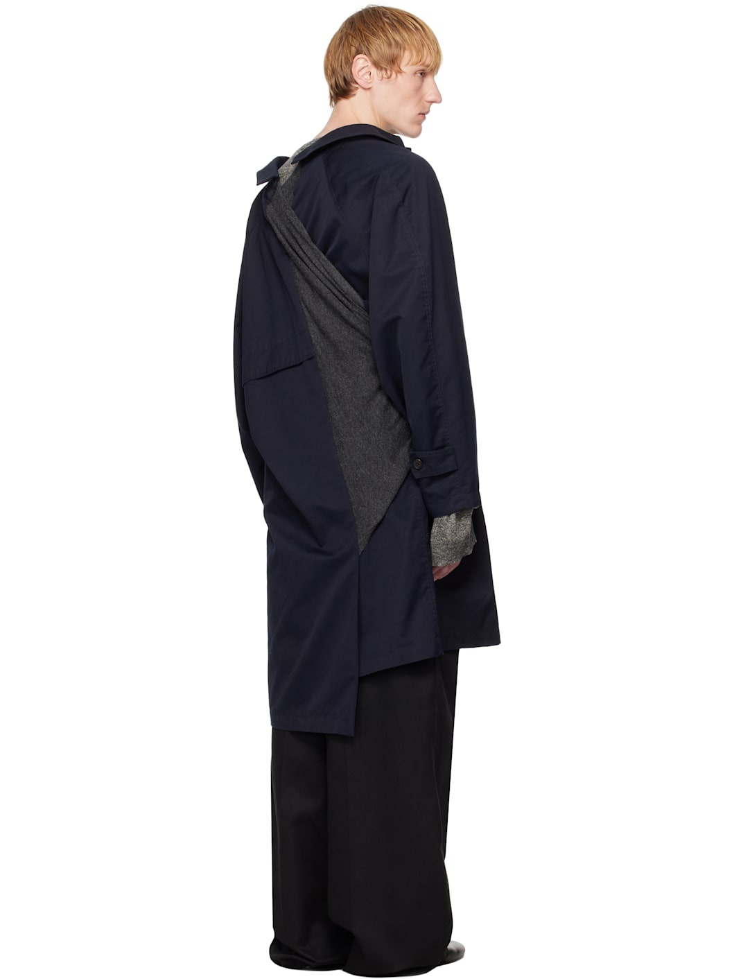 Navy Extended Trench Coat - 3