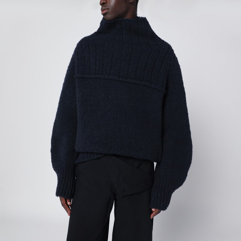 Dries Van Noten Navy Blue Wool Sweater Men - 1