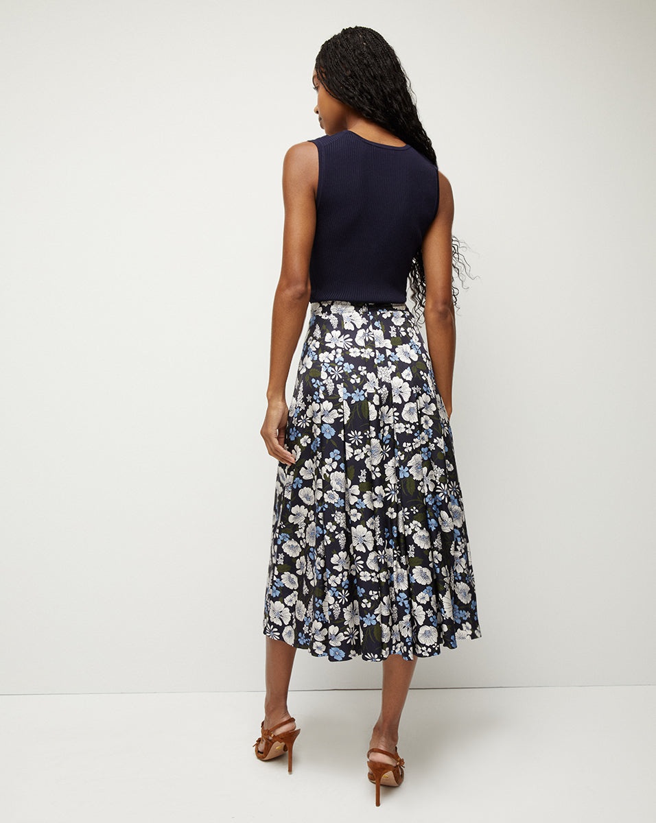 NORRIS FLORAL PLEATED MIDI SKIRT - 6