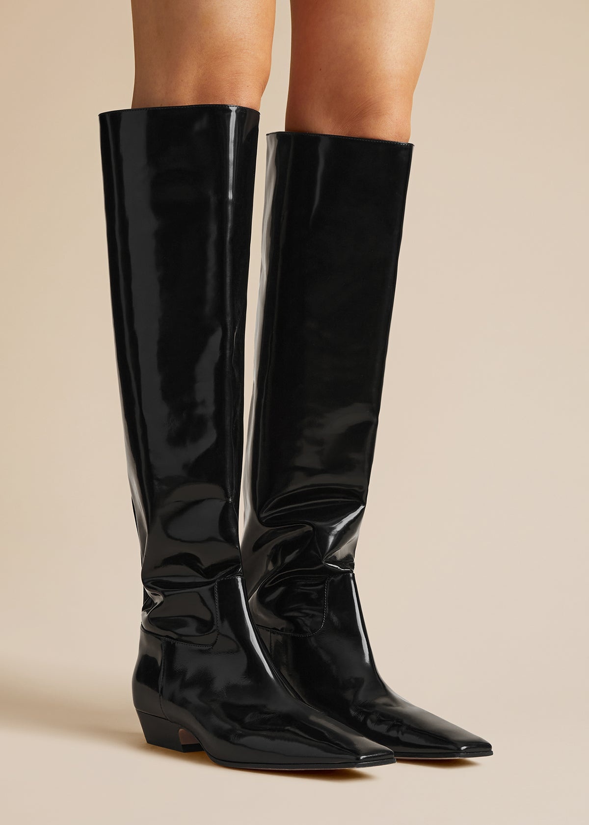 The Marfa Knee-High Boot in Black Brushed Leather - 4