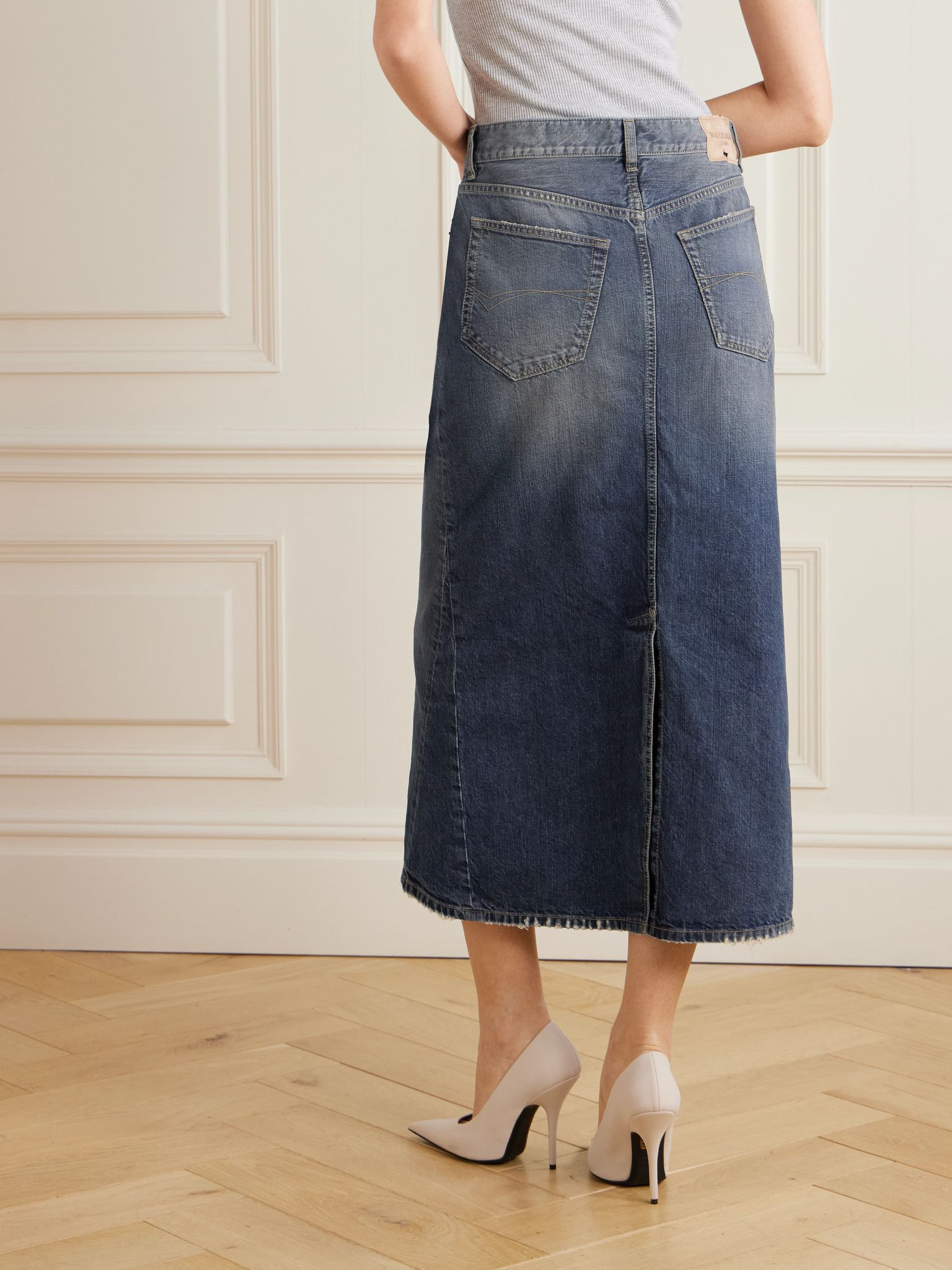 Distressed denim midi skirt Blue - 4