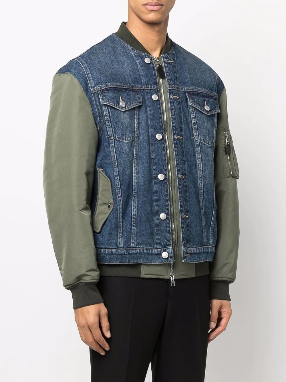 denim panelled bomber jacket - 3