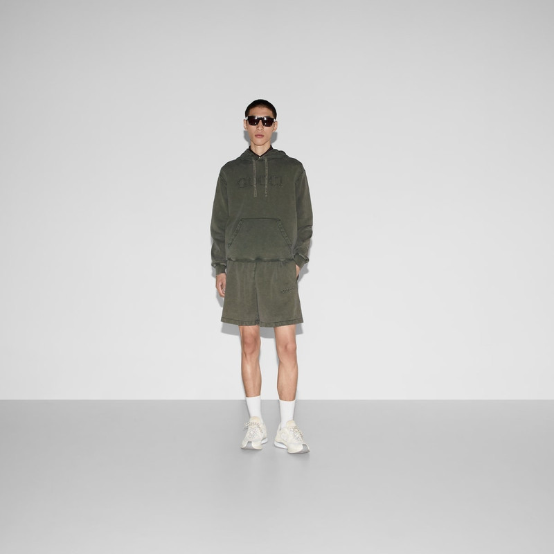 GUCCI Embroidered cotton basketball shorts outlook